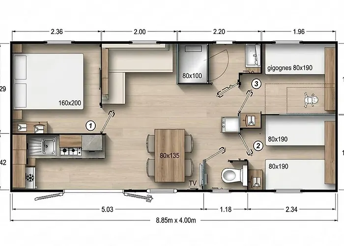 Mobil-home 6 Pers. - Terrasse Au - Api-1-52-1317 Saint-Gerons